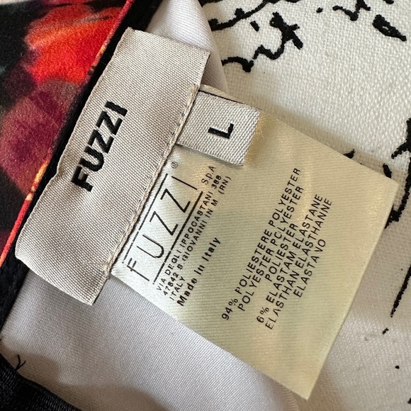 🌺FUZZI Made in Italy - Dress -floral print Black Red Orange 3/4 Sleeves💥🌺 - Picture 4 of 8